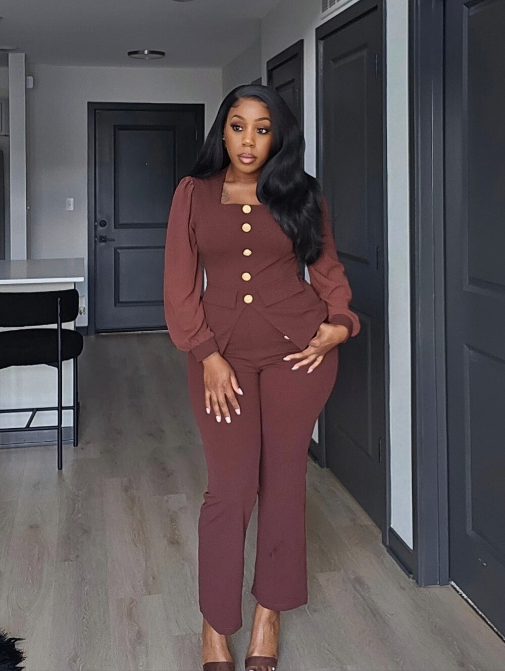 2pc Sheet Sleeve Pant Set